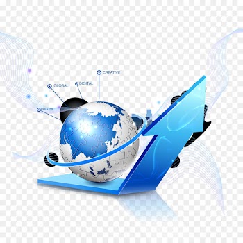 Business Service Company Information - Vector globe and arrows 