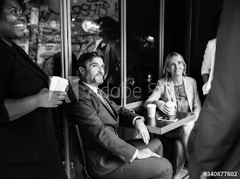 Business team meeting at a cafe