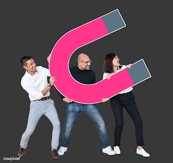 Business team with a large magnet | Free stock psd mockup - 493060