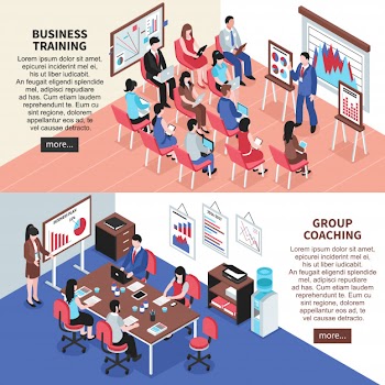Business training and group coaching banners Free Vector