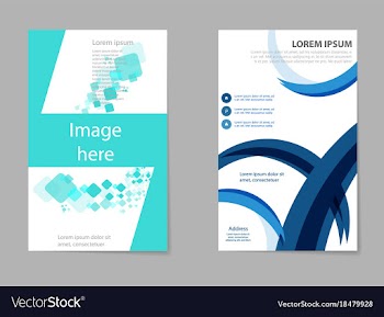 Business tri fold brochure design blue corporate vector image