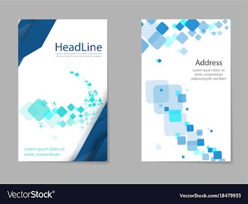 Business tri fold brochure design blue corporate vector image