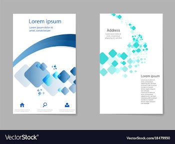 Business tri fold brochure design blue corporate vector image