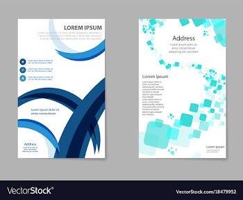Business tri fold brochure design blue corporate vector image