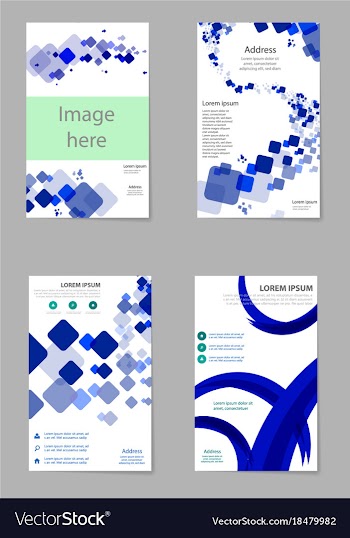 Business tri fold brochure design blue corporate vector image