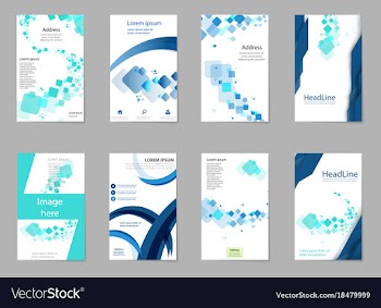 Business tri fold brochure design blue corporate vector image