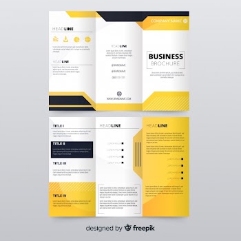 Business trifold flyer Free Vector