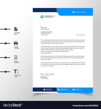 business wave letterhead template design blue