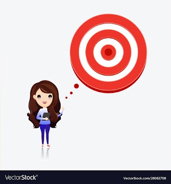 Business woman talk with target to success vector image