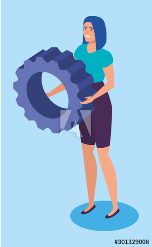 business woman with gear avatar character design