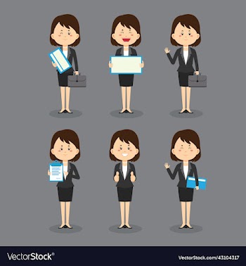 business woman with various poses expressions