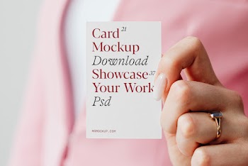 Business Women Holding Business Card Mockup