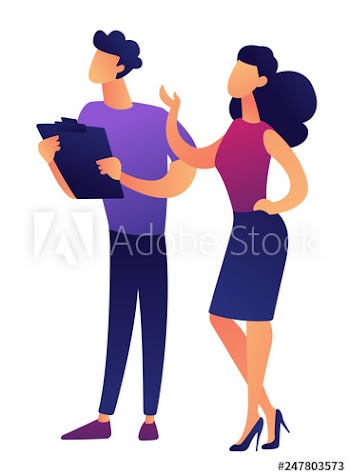 Businessman and businesswoman discussing project vector illustration