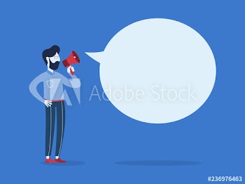Businessman announce information using megaphone