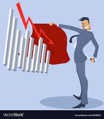  					Businessman bullfighter with an attacking graph vector image														