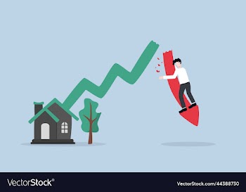businessman catch falling red estate graph arrow