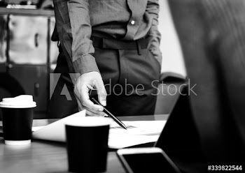 Businessman checking work