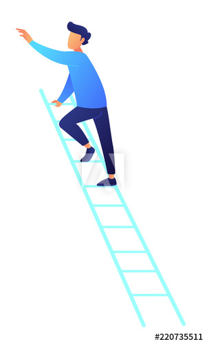 Businessman climbing up career ladder vector illustration