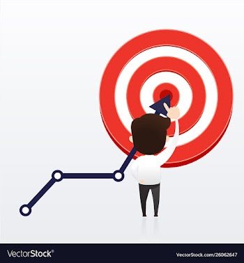 Businessman directs arrow to target aim vector image