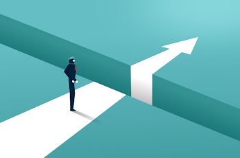  Businessman Facing a Moat on the Way to Success - Overcoming Bar 