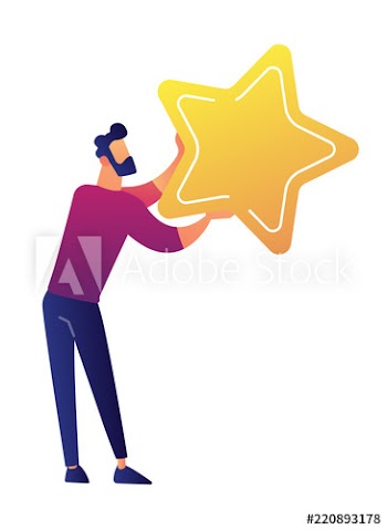 Businessman holding a big golden star vector illustration