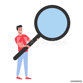 Businessman holding a big magnifier glass