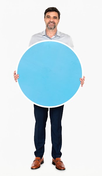 Businessman holding a blank blue board | Free stock psd mockup - 491104