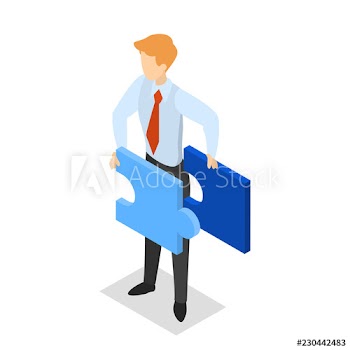 Businessman holding a puzzle piece 