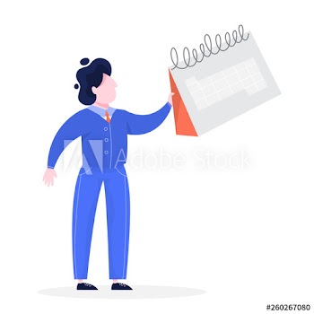 Businessman holding big calendar