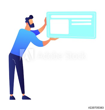 Businessman holding big ID card with place for photo vector illustration