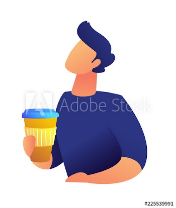 Businessman holding coffee cup and having break vector illustration
