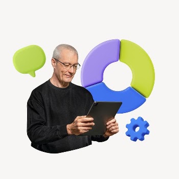 Businessman holding tablet, 3D pie | Free Photo - rawpixel