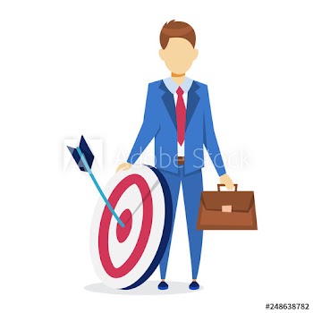 Businessman holding target and briefcase