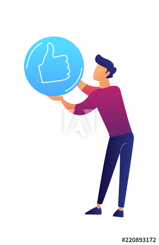 Businessman holding thumb up sign vector illustration