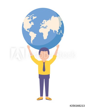 businessman holding world on hands