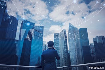 Businessman in a city