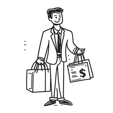 Businessman in suit with bags illustrating lost sales in urban setting