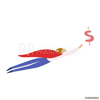Businessman in the red cloak fly to the success