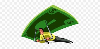 Businessman Paragliding On Money Royalty Free Vector - Gleitschirmfliegen Clipart