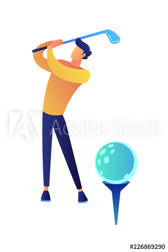 Businessman playing golf vector illustration