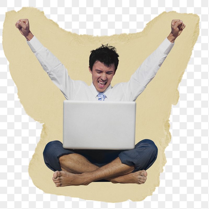 Businessman png cheering with laptop | Free PNG - rawpixel
