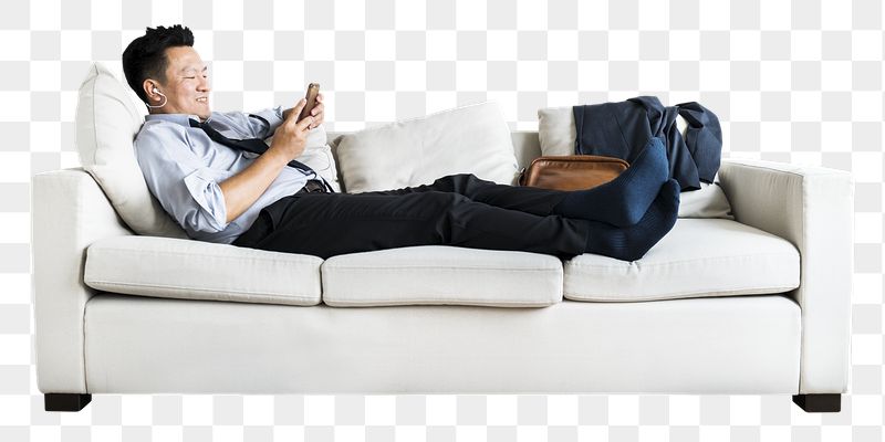 Businessman png texting on sofa | Free PNG - rawpixel