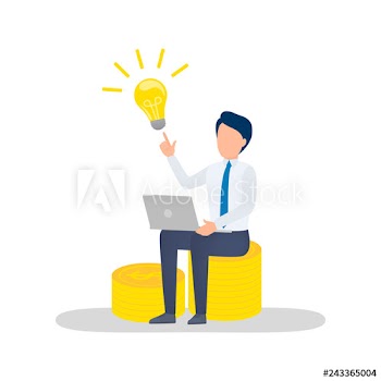 Businessman pointing to the golden light bulb