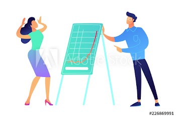Businessman presenting growing business chart vector illustration
