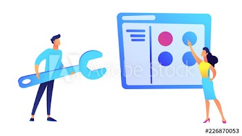Businessman pulling cart with people images pyramid and woman giving one vector illustration