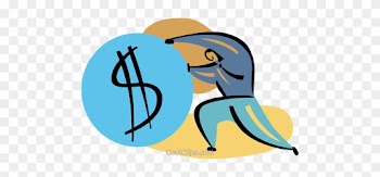 Businessman Pushing Money Symbol Royalty Free Vector - Illustration