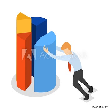 Businessman pushing segment of pie chart to diagram