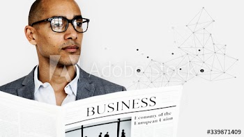 Businessman reading news