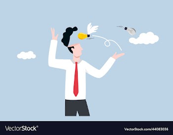 businessman receive new light bulb idea into head