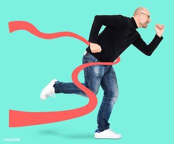 Businessman running through the finish line | Free stock psd mockup - 492142